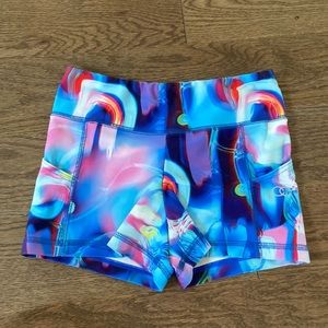 Mondor Girls Size 10/12 Blue Patterned Dance/Biker Shorts